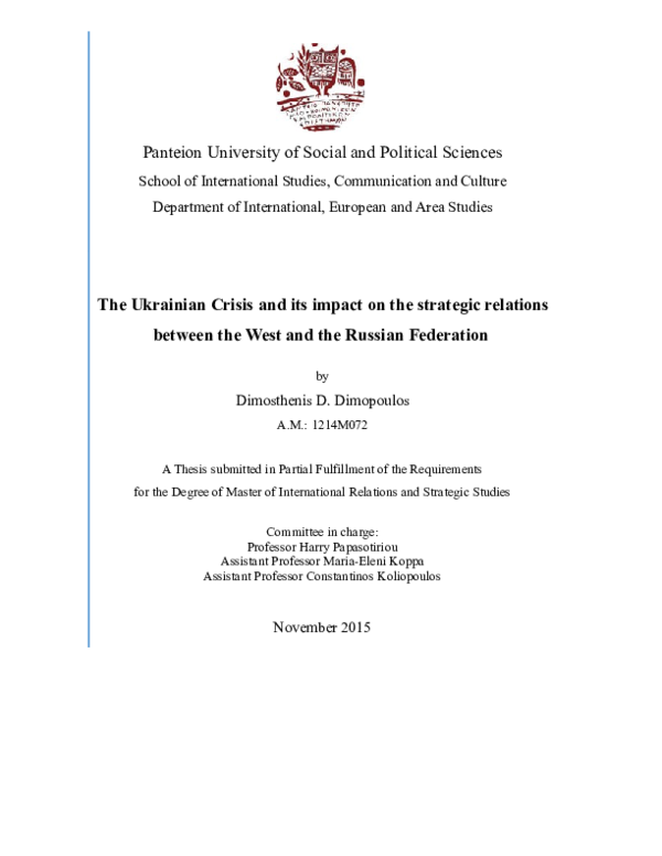 The Ukrainian Crisis and its impact on the strategic relations between the West and the Russian Federation