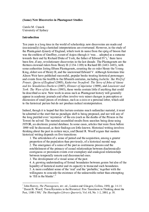 (Some) New Discoveries in Plantagenet Studies