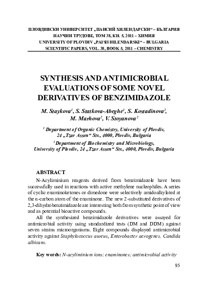 (PDF) SYNTHESIS AND ANTIMICROBIAL EVALUATIONS OF SOME NOVEL DERIVATIVES ...