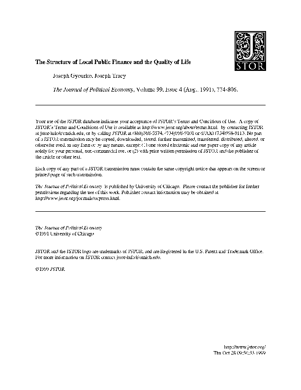 (PDF) The Structure of Local Public Finance and the Quality of Life