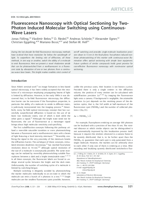 (PDF) Fluorescence Nanoscopy with Optical Sectioning by Two-Photon ...