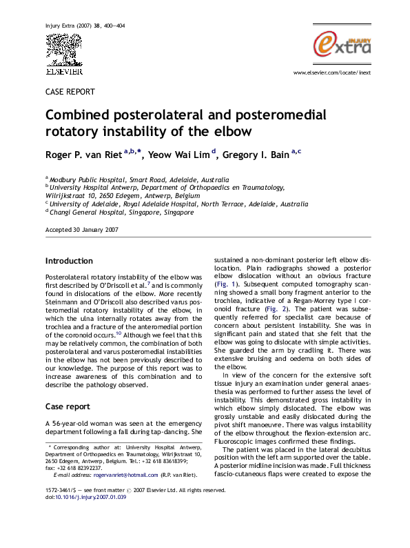 (PDF) Combined posterolateral and posteromedial rotatory instability of ...