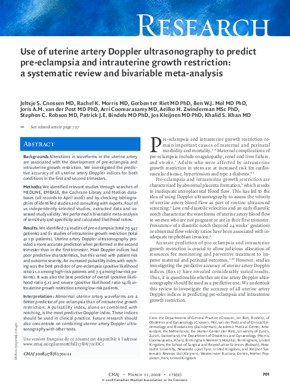 (PDF) Use of uterine artery Doppler ultrasonography to predict pre ...