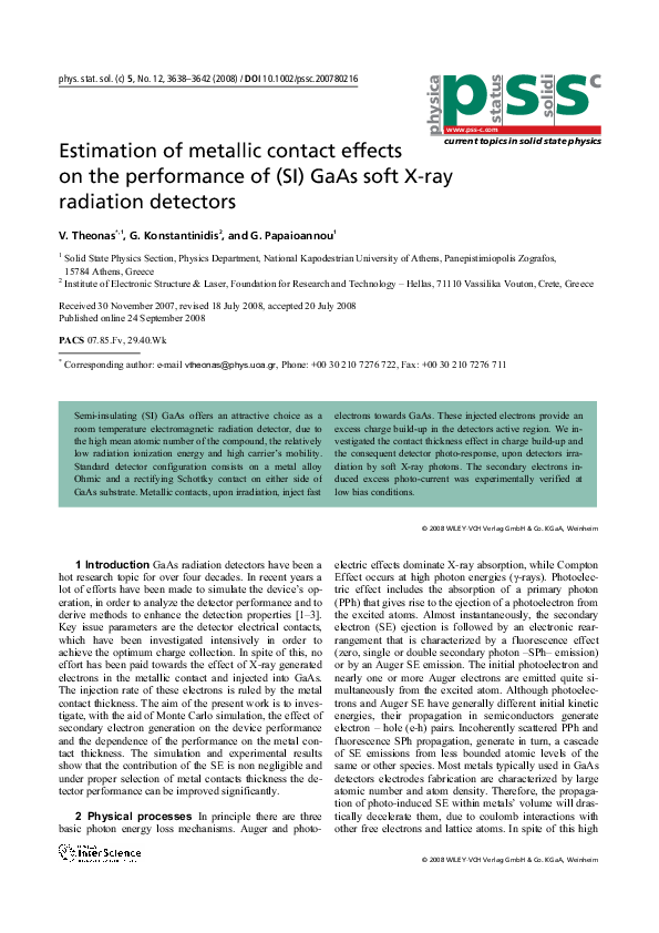 (PDF) Estimation of metallic contact effects on the performance of (SI ...