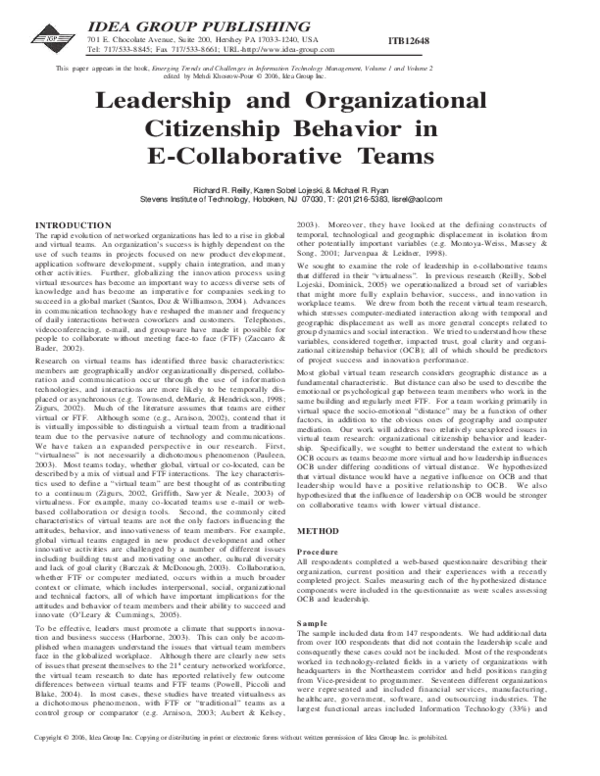 (PDF) Leadership and Organizational Citizenship Behavior in E ...