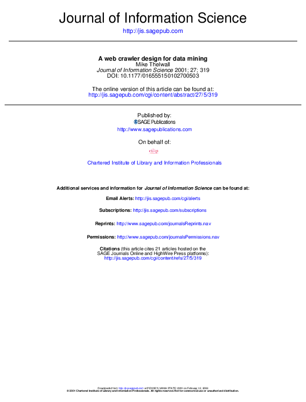 (PDF) A Web crawler design for data mining