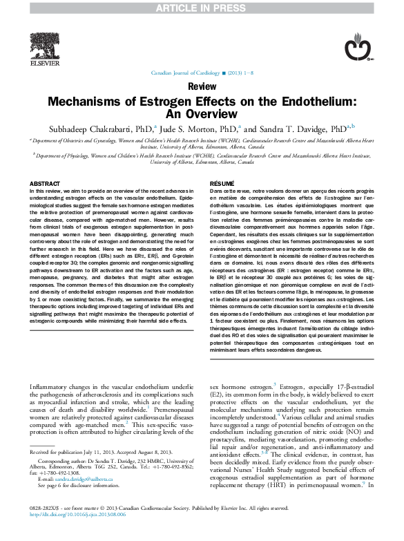 (PDF) Mechanisms of Estrogen Effects on the Endothelium: An Overview