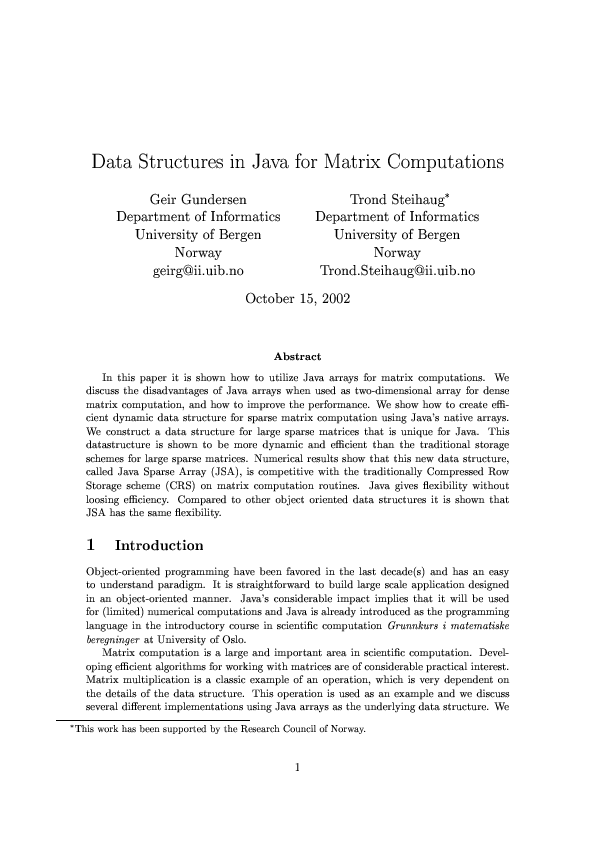 (PDF) Data structures in Java for matrix computations