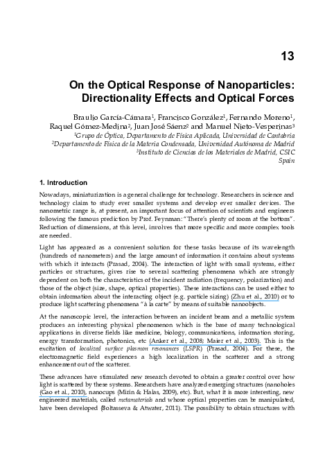 (PDF) On the Optical Response of Nanoparticles: Directionality Effects ...