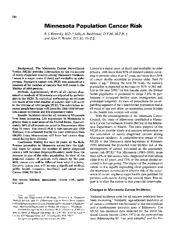 (PDF) Minnesota population cancer risk | S. Bushhouse - Academia.edu