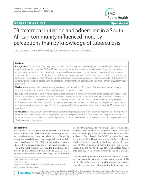 (PDF) TB treatment initiation and adherence in a South African ...