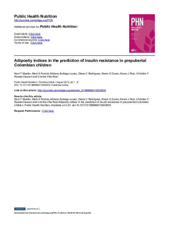 (PDF) Adiposity indices in the prediction of insulin resistance in ...