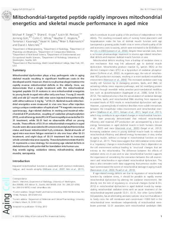 (PDF) Targeting Mitochondrial Oxidative Stress in Aging Skeletal Muscle