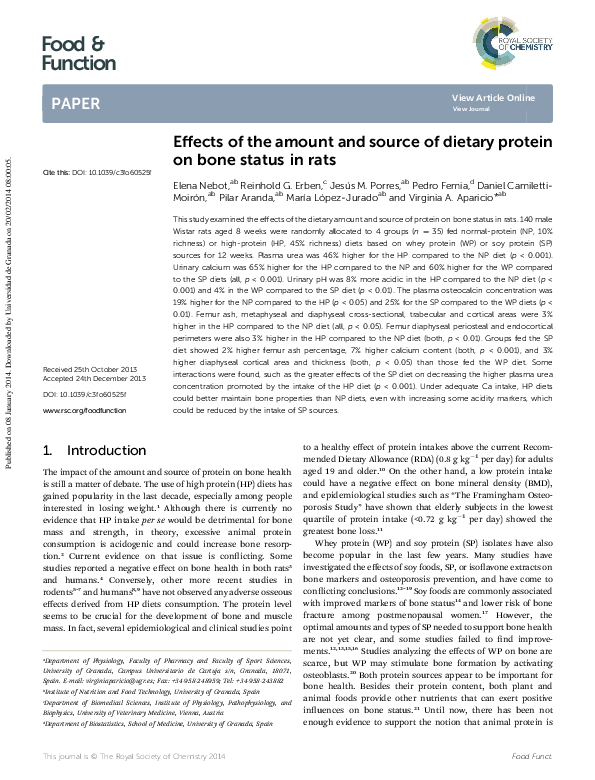 (PDF) Effects of the amount and source of dietary protein on bone ...