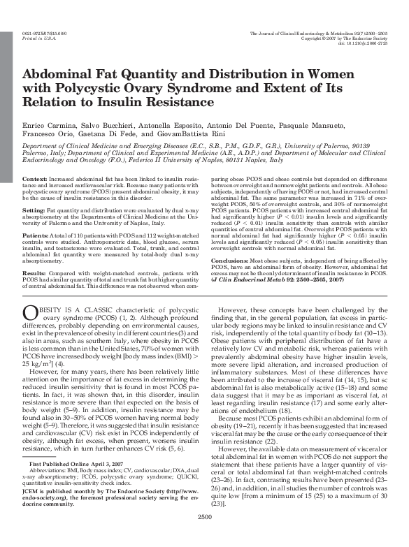 (PDF) Abdominal Fat Quantity and Distribution in Women with Polycystic ...