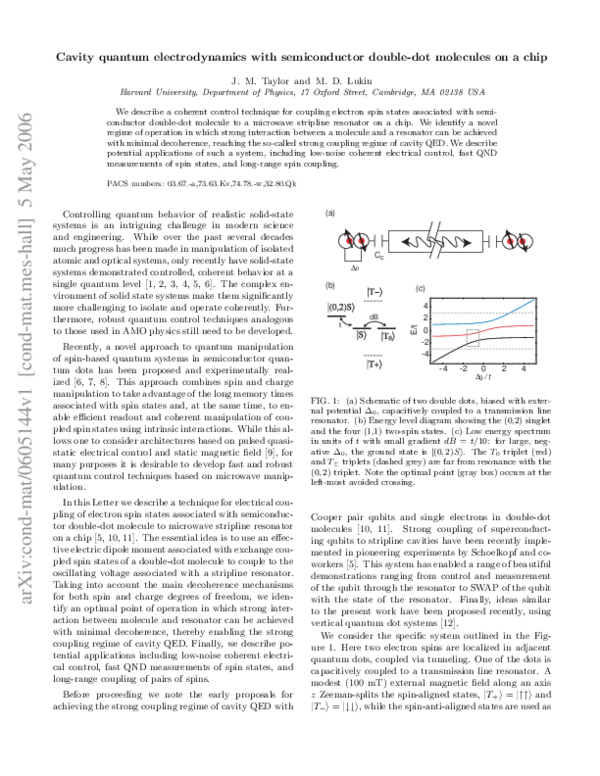 (PDF) Cavity quantum electrodynamics with semiconductor quantum dots