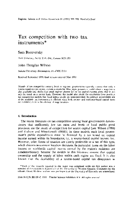 (PDF) Tax competition with two tax instruments