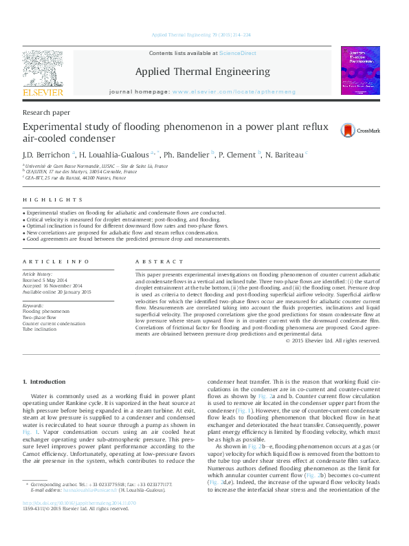 (PDF) Experimental study of flooding phenomenon in a power plant reflux aircooled condenser
