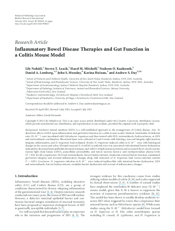 (PDF) Inflammatory bowel disease therapies and gut function in a ...