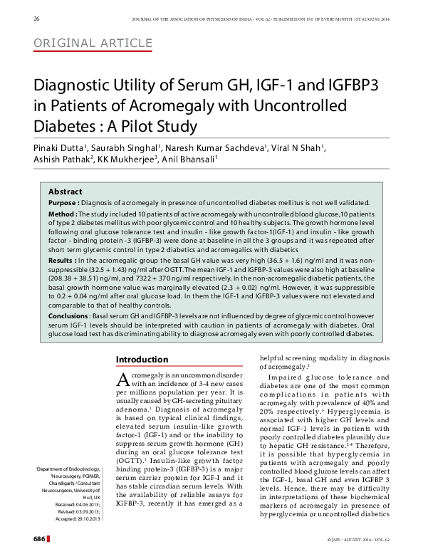 (PDF) Diagnostic utility of serum GH, IGF-1 and IGFBP3 in patients of ...