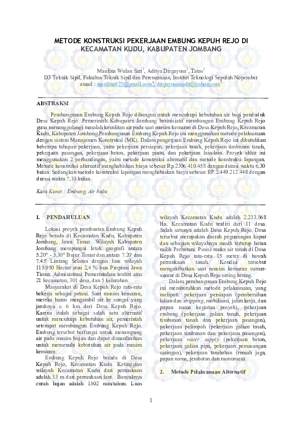 (PDF) Metoda Konstruksi Pekerjaan Embung