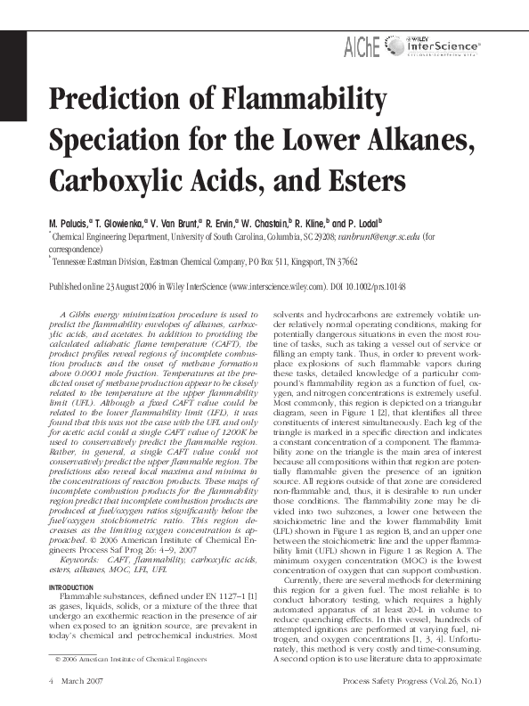 (PDF) Prediction of flammability speciation for the lower alkanes ...