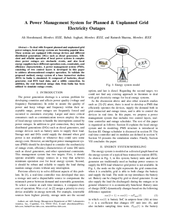 (PDF) A Power Management System for Planned and Unplanned Grid ...