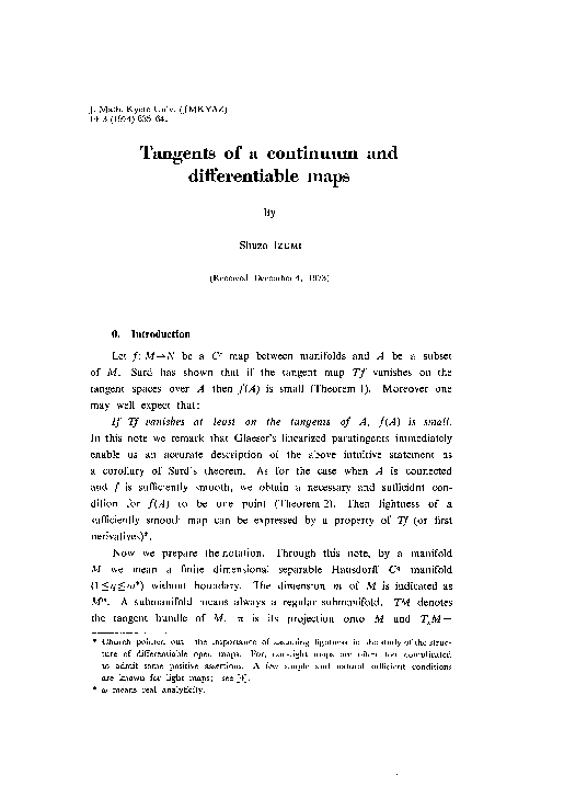 (PDF) Tangents of a continuum and differentiable maps