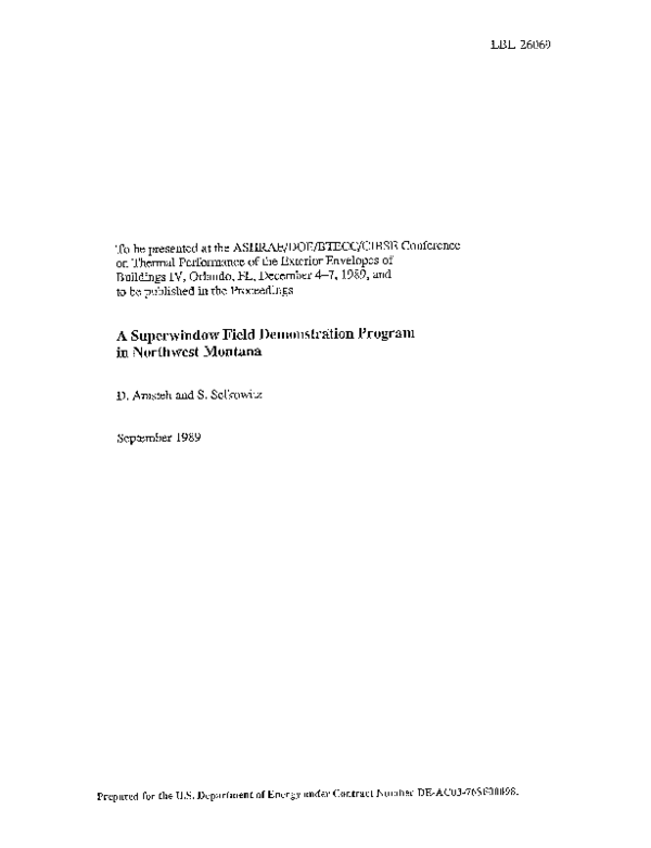 (PDF) A superwindow field demonstration program in northwest Montana