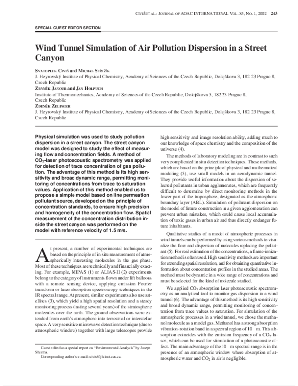 (PDF) Wind tunnel simulation of air pollution dispersion in a street canyon