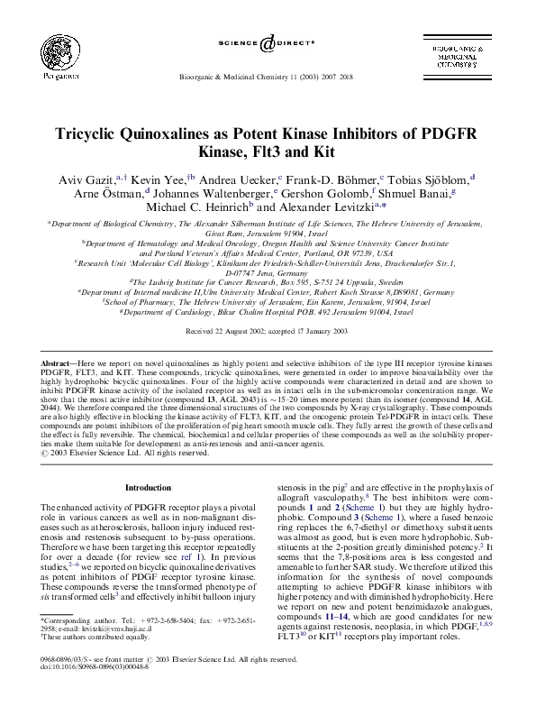 (PDF) Tricyclic quinoxalines as potent kinase inhibitors of PDGFR ...