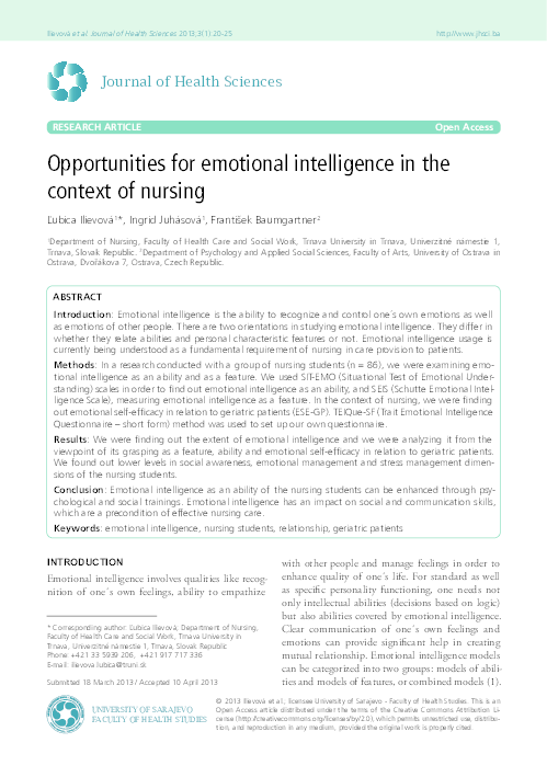 (PDF) Opportunities for emotional intelligence in the context of nursing