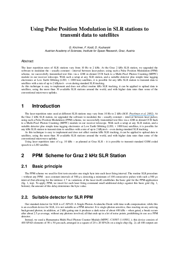 (PDF) Using Pulse Position Modulation in SLR stations to transmit data ...