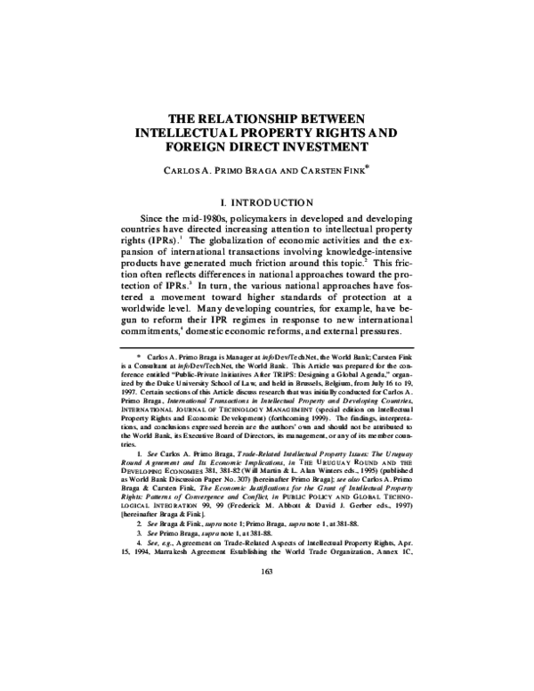 (PDF) The Relationship Between Intellectual Property Rights and Foreign