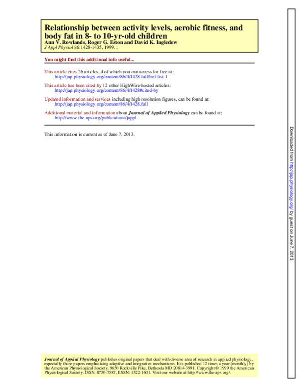(PDF) Relationship between the intensity of physical activity ...