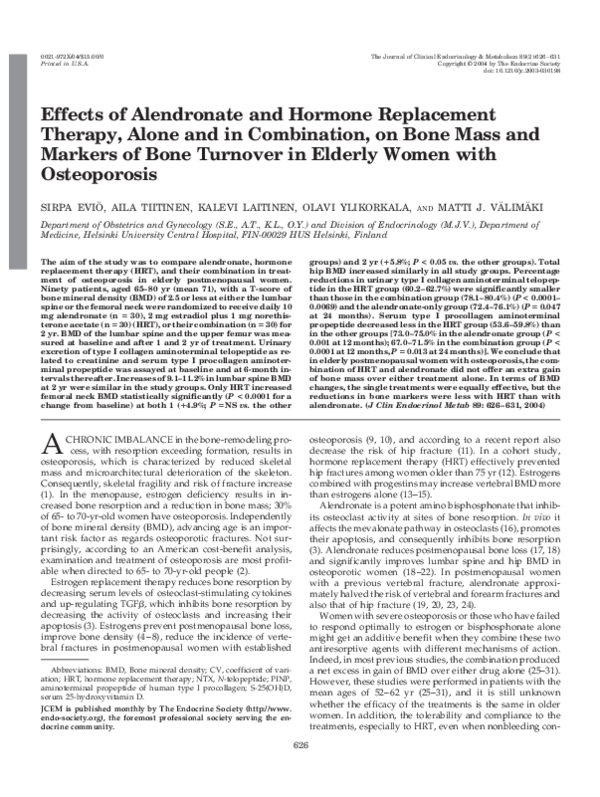 (PDF) Effects of Alendronate and Hormone Replacement Therapy, Alone and ...