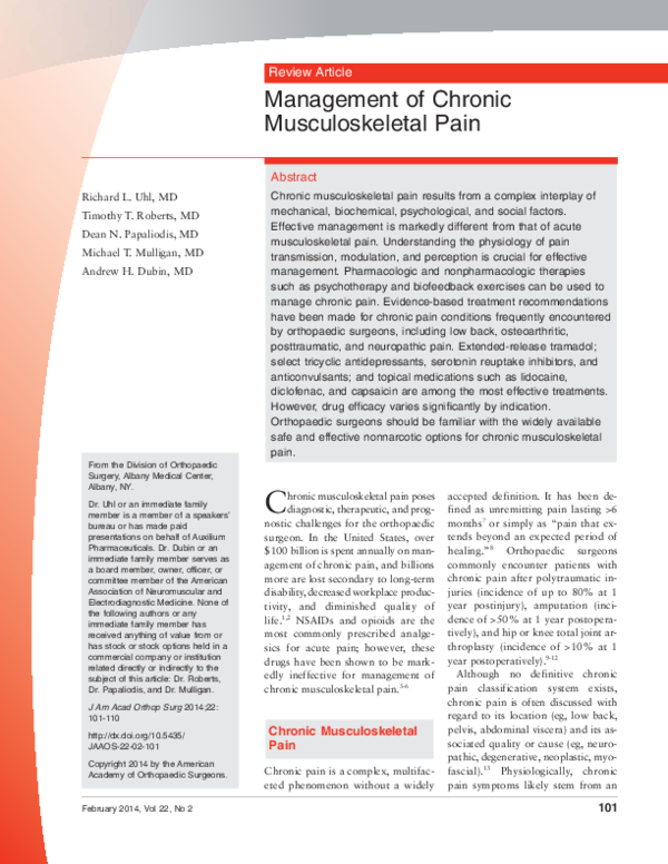 (PDF) Management of chronic musculoskeletal pain