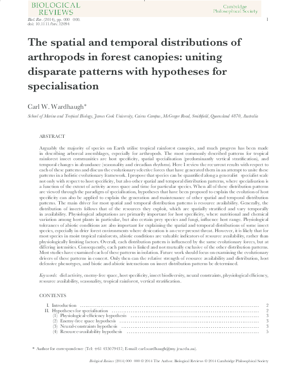 (PDF) The spatial and temporal distributions of arthropods in forest ...