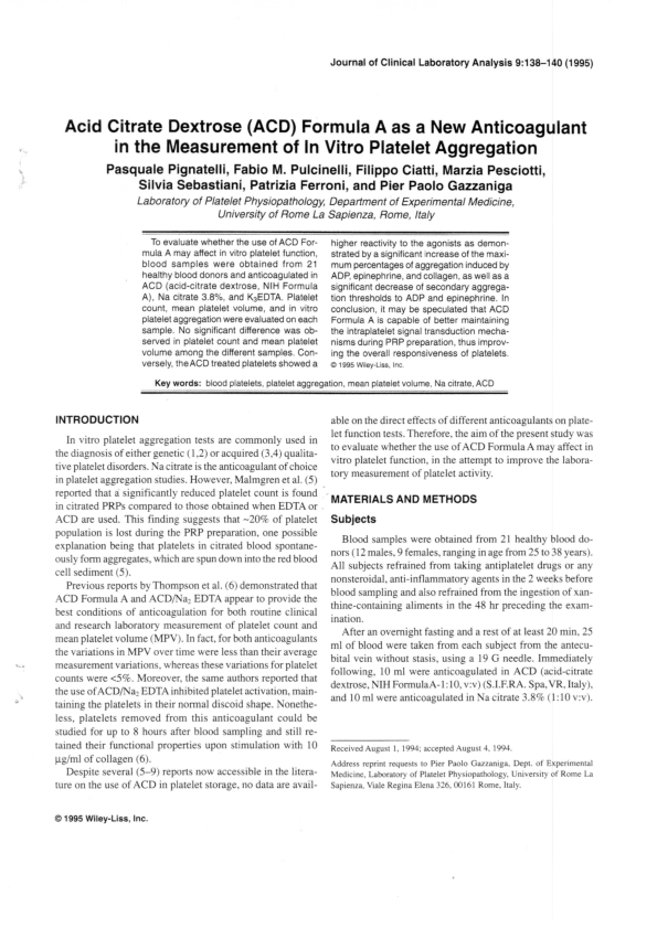 (PDF) Acid citrate dextrose (acd) formula a as a new anticoagulant in ...