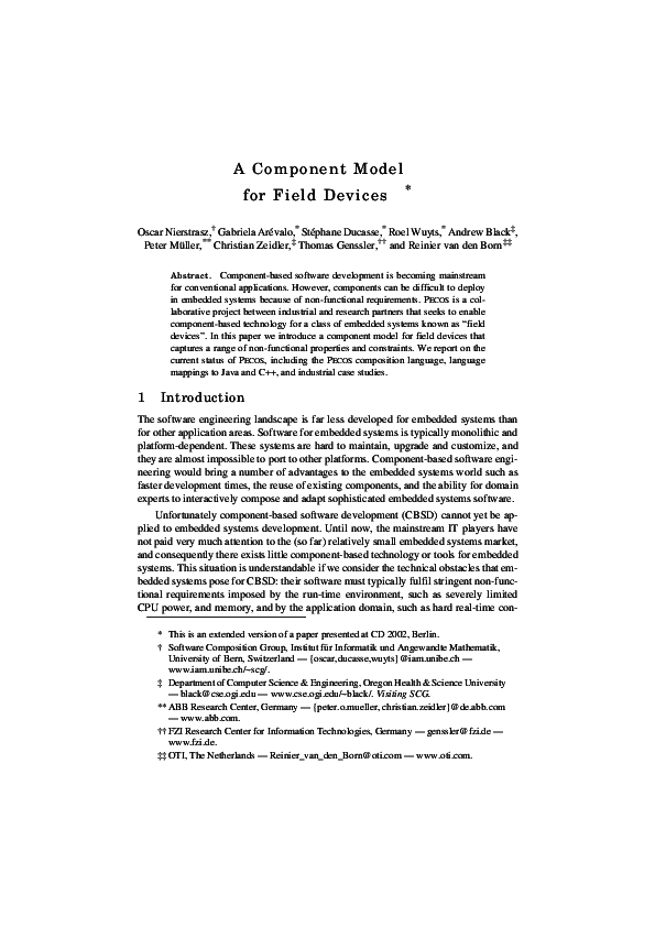 (PDF) A Component Model for Field Devices
