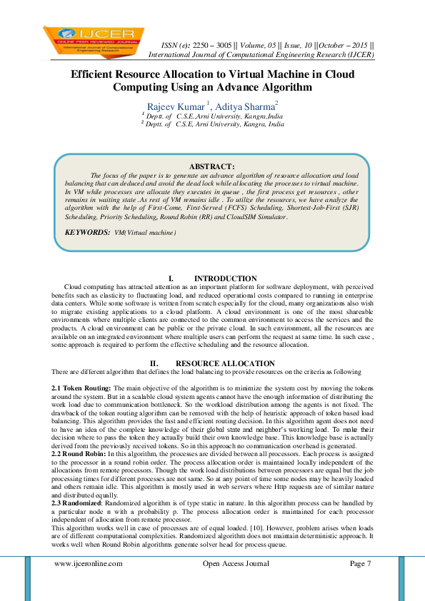 (PDF) Efficient Resource Allocation to Virtual Machine in Cloud ...
