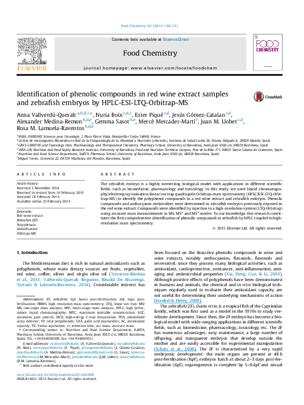 (PDF) Identification of phenolic compounds in red wine extract samples