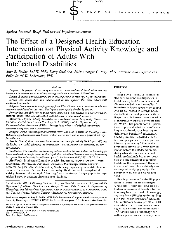 (PDF) The Effect of a Designed Health Education Intervention on ...