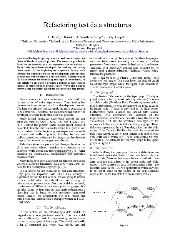 (PDF) Refactoring Test Data Structures