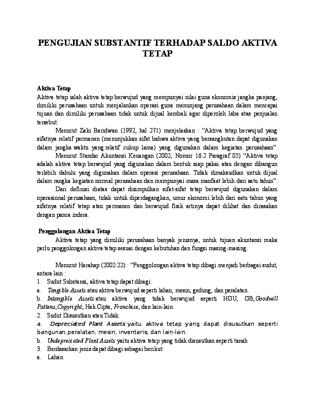 Doc Pengujian Substantif Terhadap Saldo Aktiva Tetap 2 Jonathan Sihite Academia Edu
