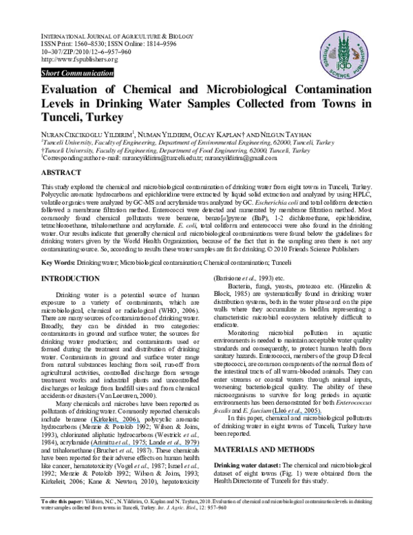 (PDF) Evaluation of Chemical and Microbiological Contamination Levels ...