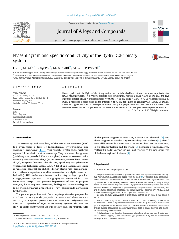 (PDF) Phase diagram and specific conductivity of the DyBr3–CsBr binary ...
