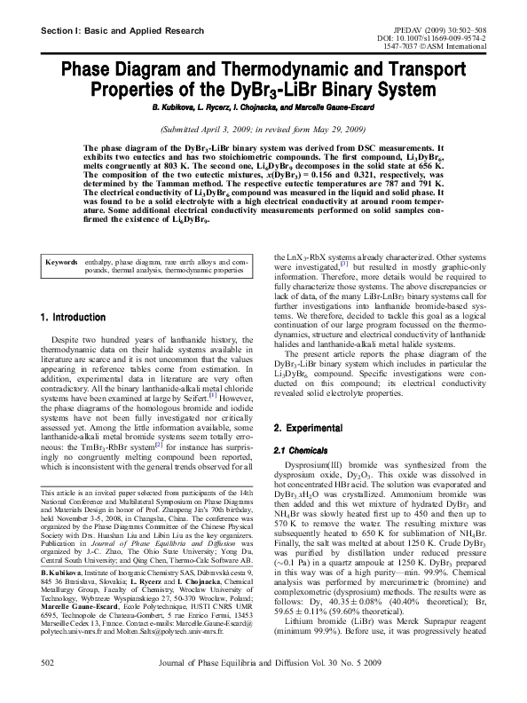 (PDF) Phase Diagram and Thermodynamic and Transport Properties of the ...