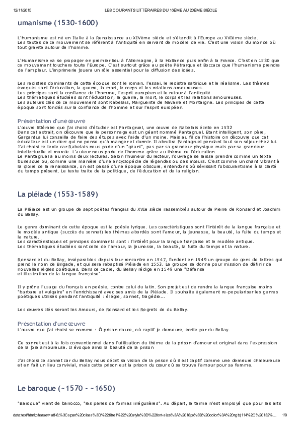 (PDF) LES COURANTS LITTERAIRES DU 16EME AU 20EME SIECLE Khoualed Brahim Academia.edu