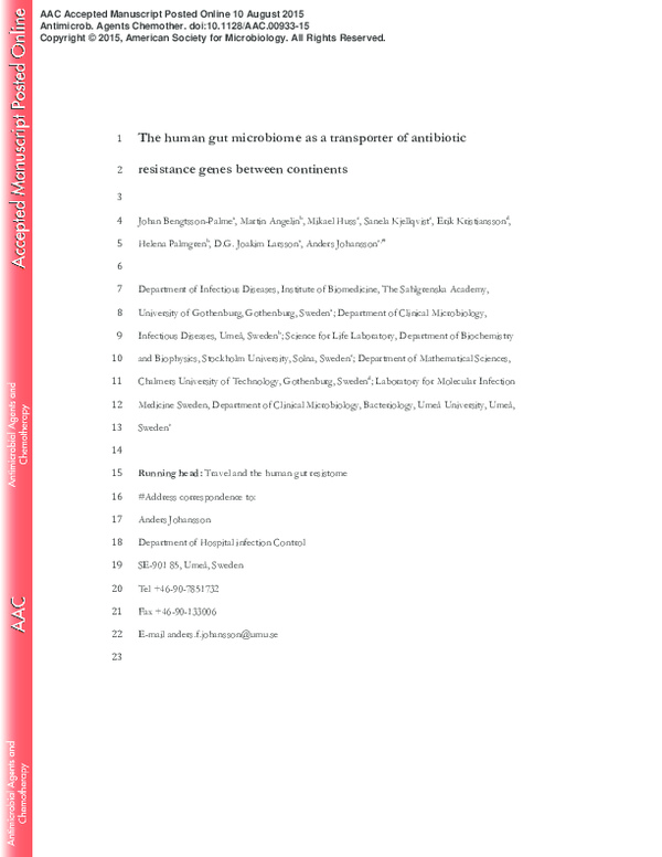 (PDF) The human gut microbiome as a transporter of antibiotic ...